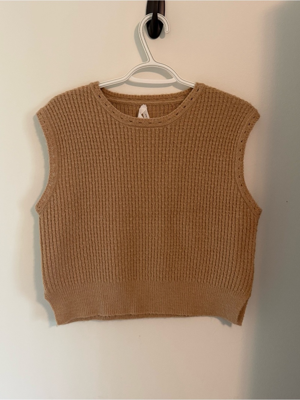 Sleeveless Ribbed Knit Top in Camel | Sweater Vest